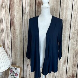 Banana Republic Outback Red Navy Sheer Back Long Sleeve Open Front Cardigan Sm